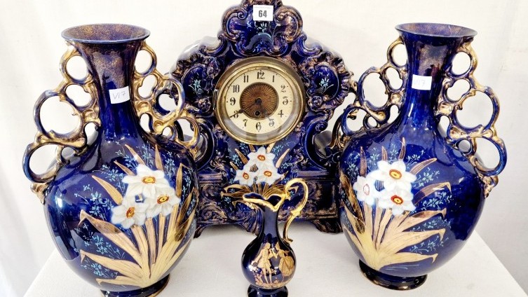 Staffordshire Clock Garniture - £42