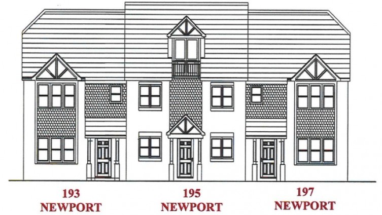 The  Newport townhouses frontage