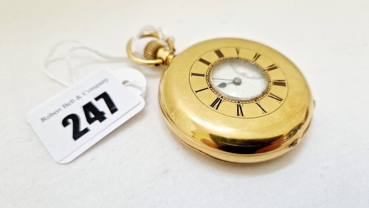 £1,250 - Sheffield 18ct gents half hunter pocket watch