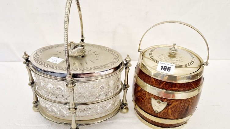 Two Biscuit Barrels with Metal Mounts - £100
