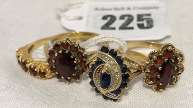 Four Ladies 9ct Gold Inset Ladies Rings - £240