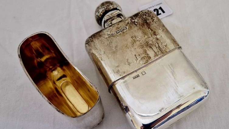 £140 - Silver Hip Flask & Cup