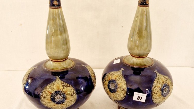 SOLD £110 - Doulton Lambeth Stoneware Vases