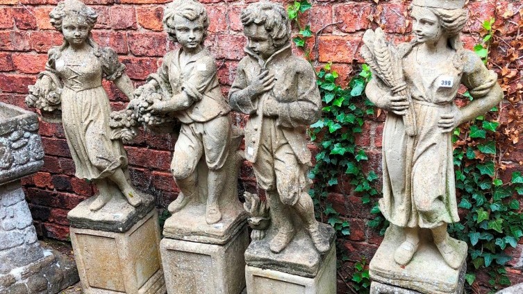 Sold £285 (Collectively) - Four Seasons Garden Statues on Plinths